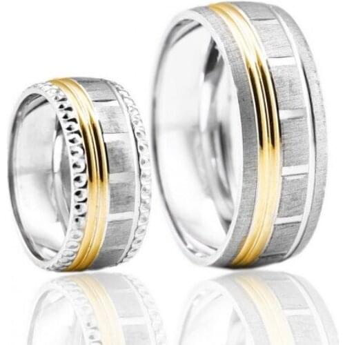 SILVERFONI 925 Sterling Real Silver Double Wedding Bands Rings Bracelet Woman Men Luxury Jewelry Fashion Engagement Anniversary