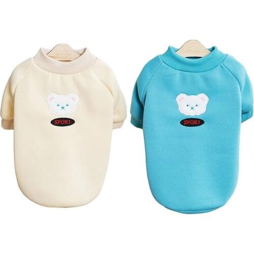 Cute Dog Coat Sweatshirt Pullover O-neck Hoodies Shirt Blue Beige Hoody Jacket Cat Clothing Small Medium Dogs Coat Apparel S-XXL