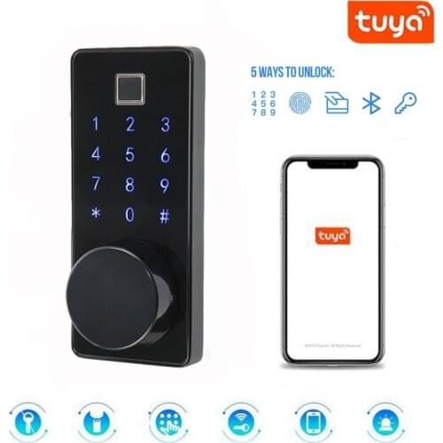 Smart Lock Keyless Entry Bluetooth Tuya Lock With Fingerprint Reader Touch Screen Keypad Password Locks Compatible Tuya Gateway
