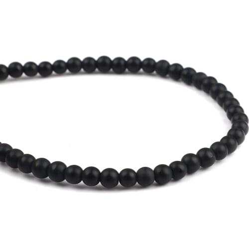 4mm/6mm/8mm Glass Beads Round Black Frosted Imitation Crystal Loose Spacer Beads DIY Jewelry,10Strands (Approx 40-80PCs/Strand)