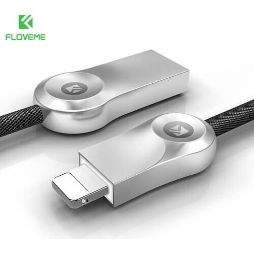 FLOVEME LED USB Cable For iPhone XS MAX XR X 8 7 Plus 6 6s Cable 2.1A 1M Nylon Braided Cable For iPhone X 10 5S SE Fast Charger