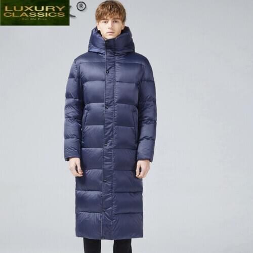 Streetwear Mens Down Jacket Fashion Brand 90% Thick Goose Down Jacket Man Clothes Long Warm Down Coat Parka Hiver A0002