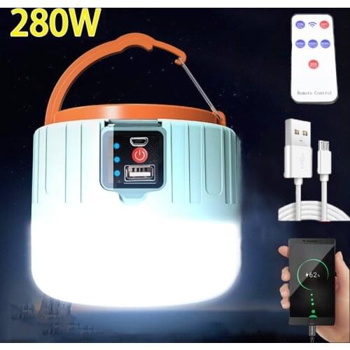 Outdoor LED Camping Light USB Portable Lighting Phone Charge Solar Camping Lantern Rechargeable Lamp Waterproof Hiking Fishing