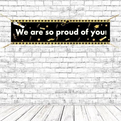 Graduation Banner Congratulations GRAD Background Graduation Party Celebration Signs We Are So Proud Of You Banner With Grommets