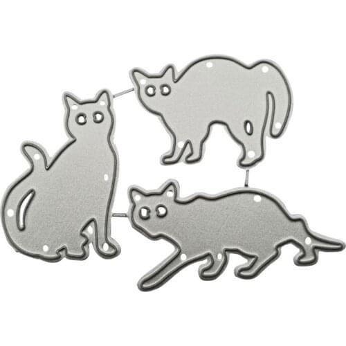 69HC Three Cats Carbon Steel Cutting Dies DIY Scrapbooking Photo Album Embossing Paper Cards Making Stencil Decorative Cards