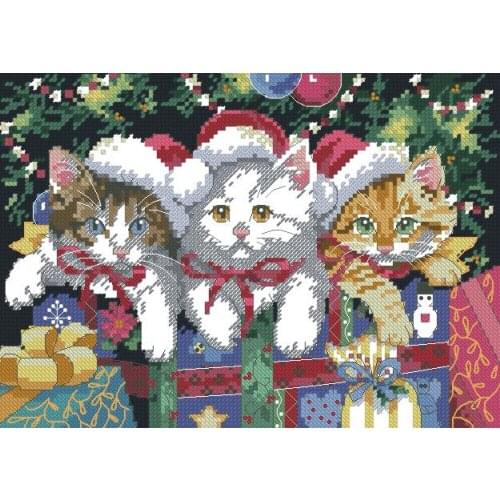 TOP Top Quality Beautiful Lovely Counted Cross Stitch Kit Meowy Christmas Three Kitties Cats Animal Cat dim 08750 8750