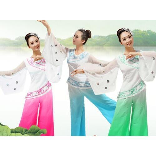 Women Dancer Wear Paillette Female Yangko Dancing Dress Chinese National Dance Clothing Ethnic Dancing Costume with Headwear 16