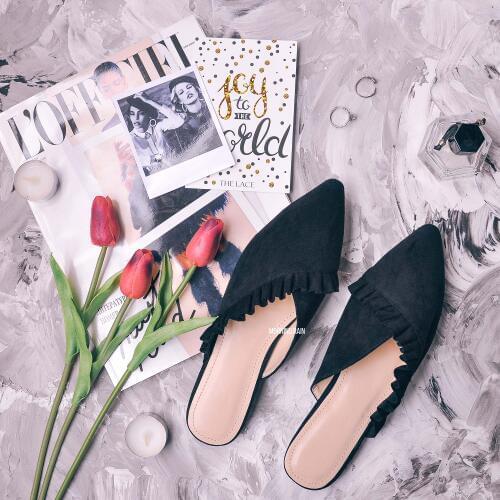 2019 New Spring Summer Women Slippers Shoes Woman Mules Shoes Pointed Toe Half Slippers Outside Slides Flip Flops Size 36-41