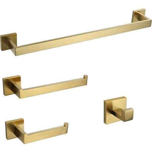 Gold Brushed Bathroom Accessories Towel Bar Toilet Paper Holder Towel Ring Bath Robe Hook