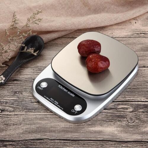 1PC 10kg/1g Silver Kitchen Scales Food Baking Weight Digital LCD Electronic Weighing Scale Kitchen Tool 440gE