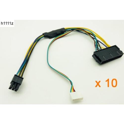 10PCS ATX Main 24Pin to 6Pin PCIE PSU Power Adapter Cable 18AWG Power Supply for HP Z220 Z230 SFF Server Workstation Motherboard