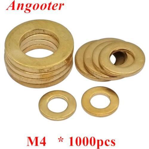 1000pcs DIN125 M4*9*0.8 Seal Plain Washers Brass flat washer Copper flat gasket meson brass seal gasket