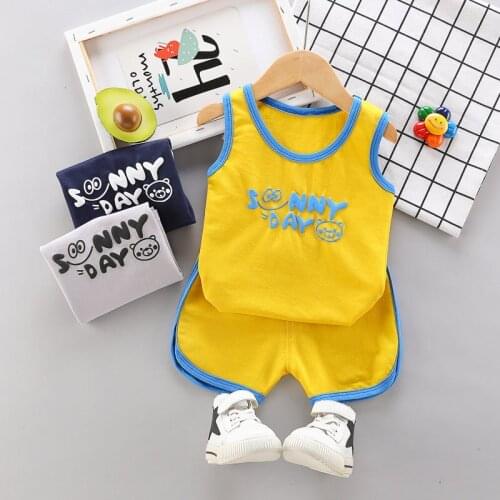 2021 Summer Children Cotton Clothes Baby Boys Cartoon O-Neck Vest Shorts 2Pcs/sets Infant Kids Sport Fashion Toddler Tracksuits