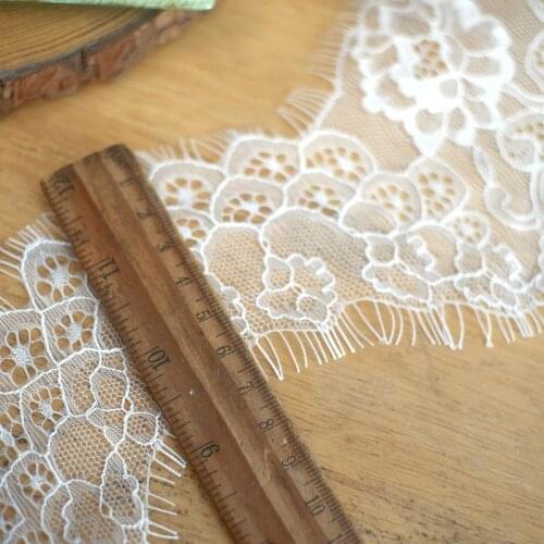 3 Meters/Lot 12cm White Eyelash Lace Fabric Decoration Love Wedding Dress Accessories Eyelash Chantilly Lace Trimming Wedding