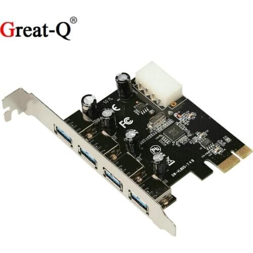 4 ports USB 3.0 PCIe Expansion Card PCI express USB 3.0 hub adapter with 4PIN IDE power supply