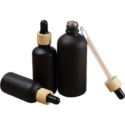 5/10/15/20/30ml Black Glass Essential Oil Dropper Bottle Black Lid Empty Cosmetic Container Vials Refillable Bottles 25pcs/Lot