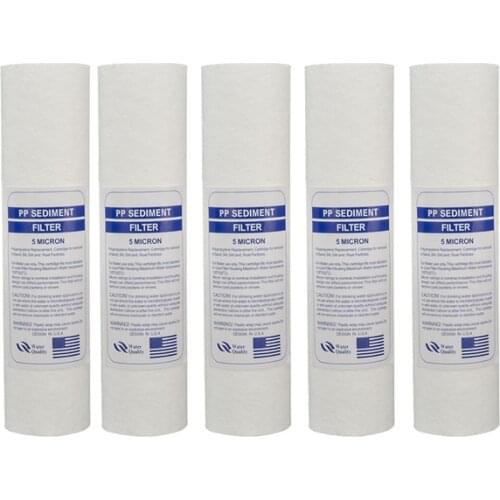 5pcs PP Cotton Filter Water Purifier Filter parts Sediment Filters for Reverse Osmosis system (5 Micron) 2.5" x 10" Cartridges