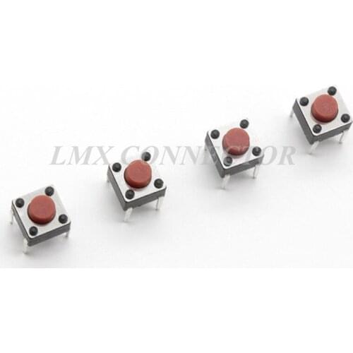 500Pcs Micro Tactile Switch 6x6x5mm DIP 4P For TV Induction Cooking Red Head