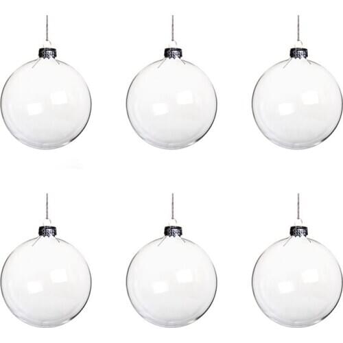 6Pcs 8cm DIY Christmas Tree Hanging Ball Transparent Acrylic Ball Clear Plastic Fillable Ball Ornament