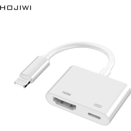 HOJIWI Lightning To HDMI-Compatible converter Adapter Splitter Cable 1080P for iPhone iPad To TV in the same screen AD19