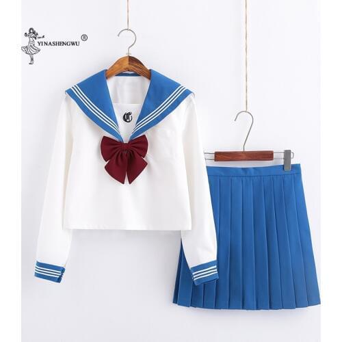 Anime School Uniform Cosplay Japanese School Girl Navy Sailor Blue JK Uniforms College Middle School Uniform For Girls Students