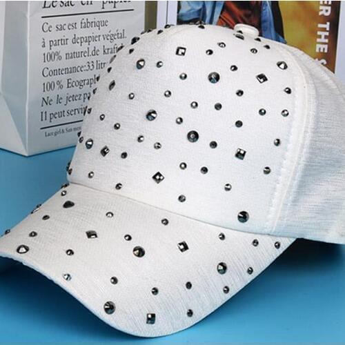 Spring summer sunshade autumn Artificial diamond baseball cap male peaked cap Mens cap Womens cap Human hat Panama hat