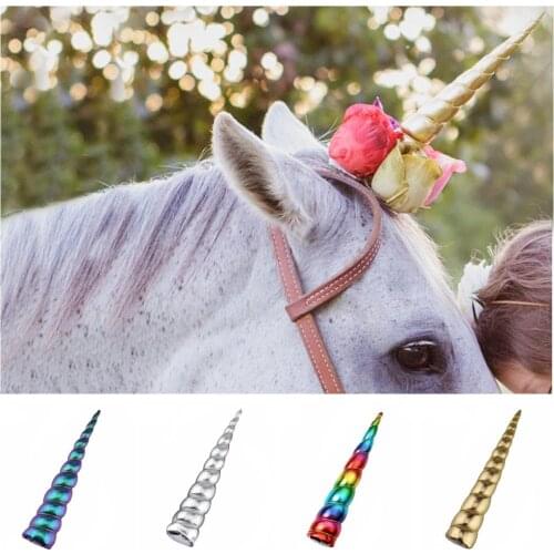 Large Size 8" Unicorn Horn For Horse Photo Prop 2021 Girls Unicorn Birthday Party DIY Glitter Hair Clip Cosplay Hair Accessories