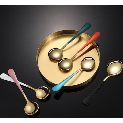 Stainless steel round head Western tea spoon childrens ice cream dessert spoon gift spoons
