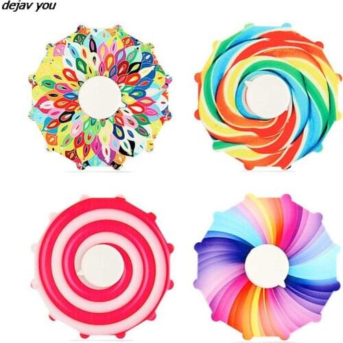 Children Double-sided Colorful Fingertip Finger Top Decompression Toy Gift Kids Christmas Anti-Stress Fidget Toy Rotating Gyro