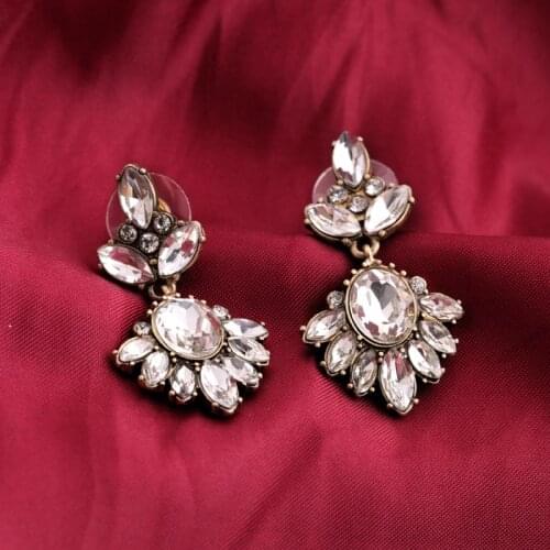 E111 elegant fashion female vintage multicolour gem tassel earring earrings for women stud earring