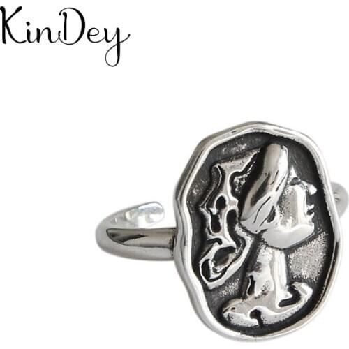 Personality Gothic Vintage Queen Rings For Women Bridal Wedding Engagement Punk Resizable Antique Rings Rock Jewelry