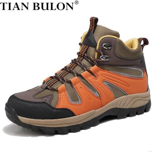 Leather Men Desert Boots Autumn Winter Military Boots Outdoor Men Hiking Boots Sneakers Combat Ankle Boots Men Work Shoes Botas