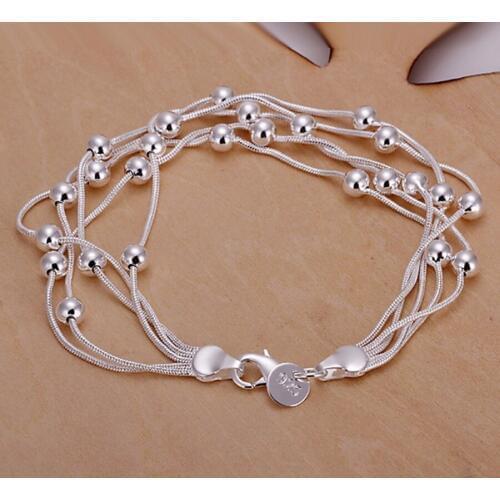 Hot sell fashion popular product Silver color Jewelry chain beads Bracelets For cute lady women gifts free shipping H234