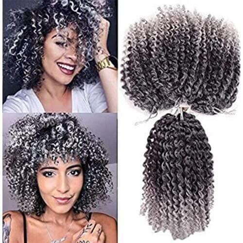 Marlybob Hair 8‘’ 3pcs/Pack Afro kinky Curly Crochet Hair Black Grey Blue Purple Pink Ombre Braiding Hair Extensions