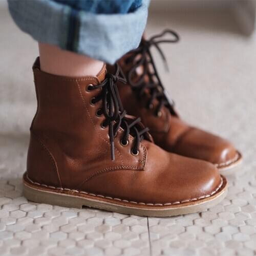 Fashion Children Ankle boots Genuine Leather warm Plush Girls snow boots Vintage cowhide Boys shoes kids Motorcycle boots