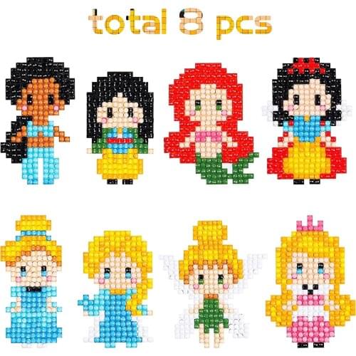 5D DIY Diamond Painting Stickers Kits for Kids, Princess Theme Stick Paint with Diamonds by Number Kit Easy to DIY, Art Craft