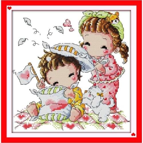 Joy Sunday Cross Stitch Kits 14ctEmbroidery Bestime Now Cartoon Pattern Needlework Set Counted Cross Stitch Printed Cross Stitch