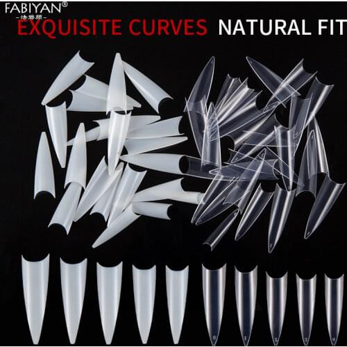 False Nail Stiletto Gel Extension Tips with 10 Sizes Half Cover French Acrylic Fake Nails DIY Manicure Tools