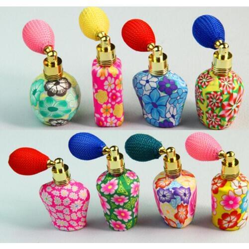 Wholesale Refillable Craft Polymer Clay Perfume Bottles With Air Bag Atomizer Empty Colorful Essential Oil Bottles LX1039
