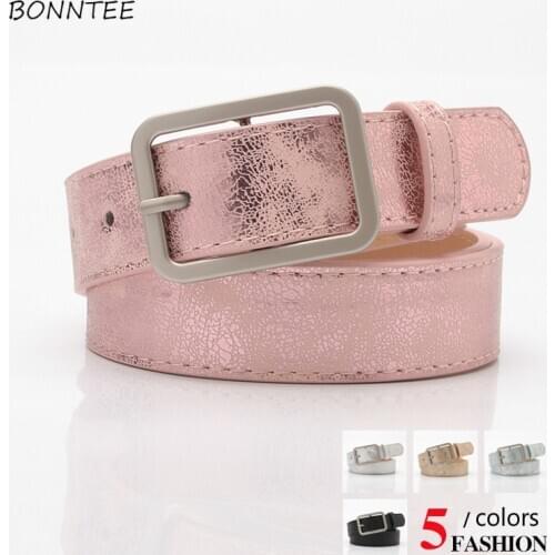 Belts Women Simple Pink Solid Leather All-match New Individual Decorative Buckle Belt Womens Korean Style Harajuku Trendy 105cm