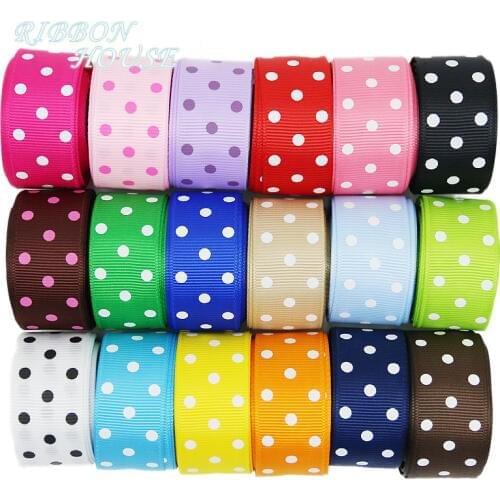 10 yards/lot) Cartoon Polka Dots Printed Grosgrain Ribbon Lovely Series Ribbons Wholesale (22/38mm)