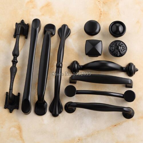HOT 10PCS/lot Black Retro Door Handles European Antique Furniture Handle Drawer Pulls Kitchen Cabinet Handles and Knobs