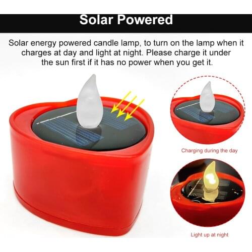 6pcs Garden Rechargeable Electric Wedding Party Emergency Heart Shaped LED Candles Solar Tea Lights Home Decor Flameless