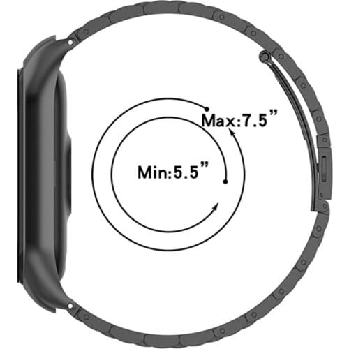 Stainless Steel Watch Band Three Beads Wristwatch Strap Belt for Mi band 5/ band 5 NFC Watch