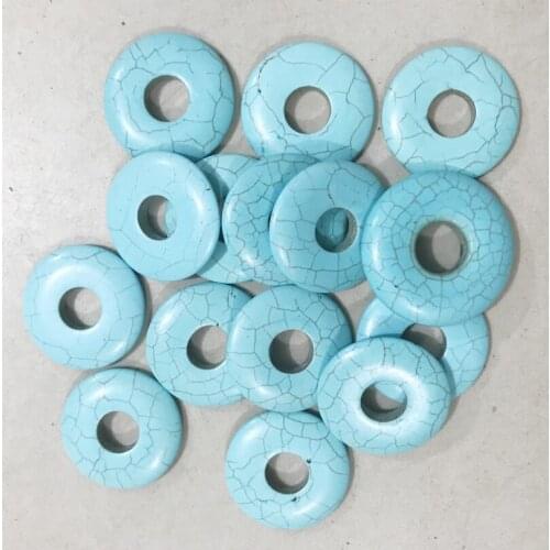 10pcs/Lot 20/25/30mm Donuts Shape Natural Stone Beads Turquoises Pendant For Jewelry Making Charms Necklace Bag Accessories Gift