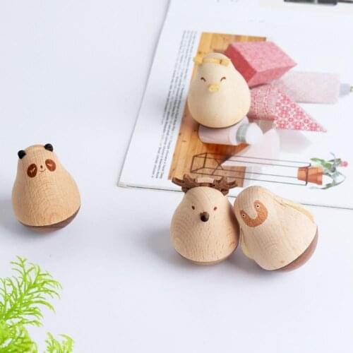 Wooden Tumbler Miniature Model Ornament Animal Design Exquisite Workmanship Multi-purpose Decor Children Toy for Desktop