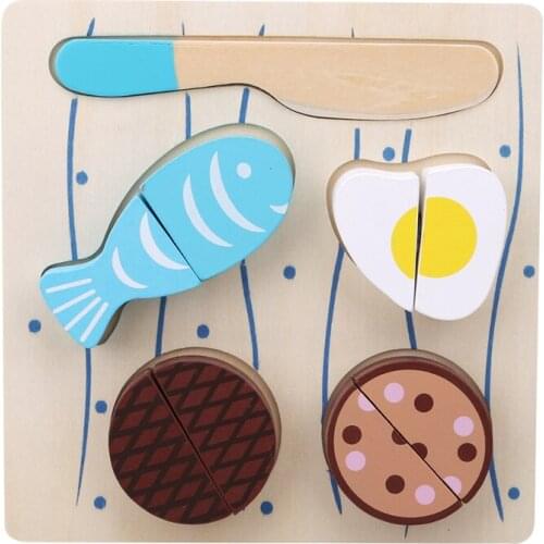 Kids Pretend Play Toys Cut Fruits Vegetables Dessert Cooking Kitchen Toy Food Puzzles Wooden Educational Toys For Children Gift
