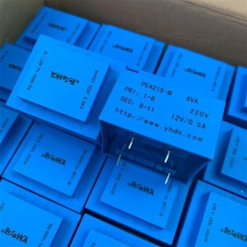 Epoxy encapsulated PCB solder isolation transformer, PE4215-M , 6va, 6W 220V, output 12V 0.5A 50-60Hz