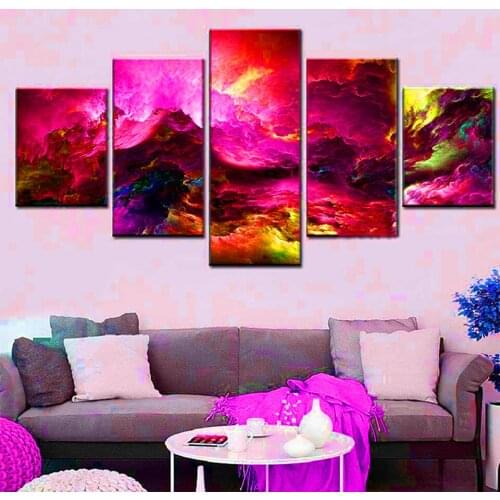 Full Square Round Drill Diamond Painting 5 Piece Colorful Clouds Landscape Diamond Embroidery Mosaic A2302