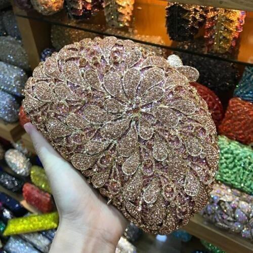 Red/Champagne/silver/black/gold Crystal Clutch Evening Bag wedding bridal Party Handbag Female pochette banquet Purse Mini purse